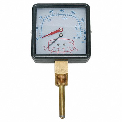 Boiler Gauge Square 0-75 PSI 60 to 260 F MPN:4CFC8