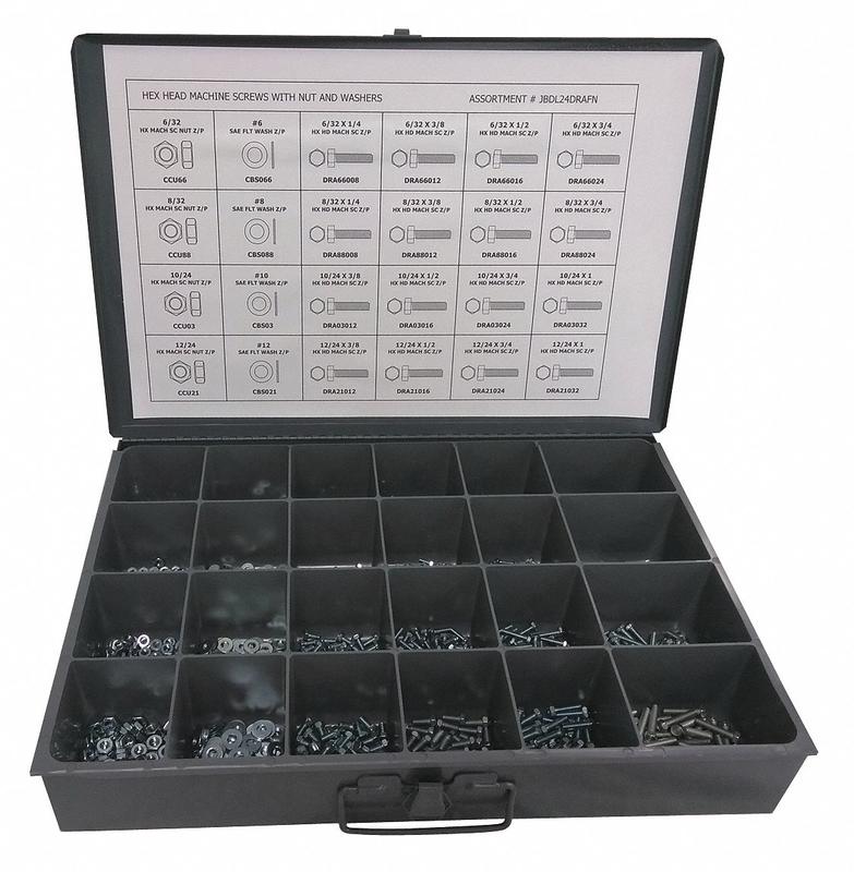 Fastener Assortment 1600 pcs 1/4 to 1 L MPN:JBDL24DRAFN