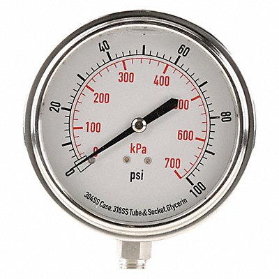 D1368 Pressure Gauge Liquid Filled 3-1/2 In MPN:4CFJ9