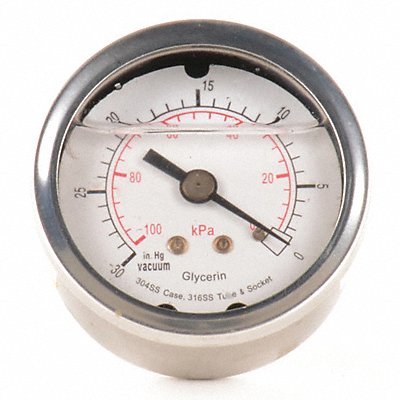 D1361 Vacuum Gauge Liquid Filled 2 In MPN:4CFN6