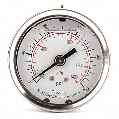 D1361 Pressure Gauge Liquid Filled 2 In MPN:4CFP3