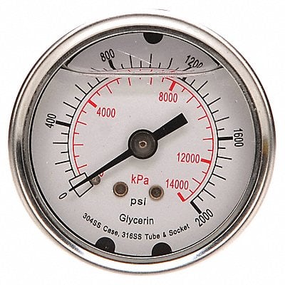 D1361 Pressure Gauge Liquid Filled 2 In MPN:4CFP8