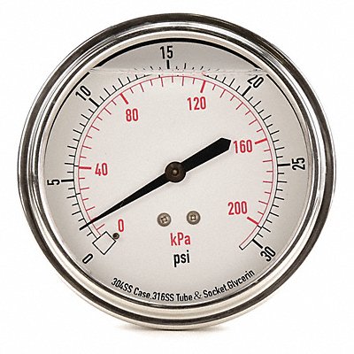 D1369 Pressure Gauge Liquid Filled 3-1/2 In MPN:4CFU9