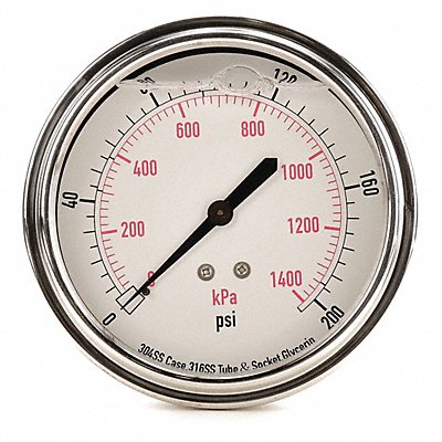 D1369 Pressure Gauge Liquid Filled 3-1/2 In MPN:4CFV4