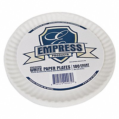 Disposable Paper Plate 9 in White PK1200 MPN:E30300