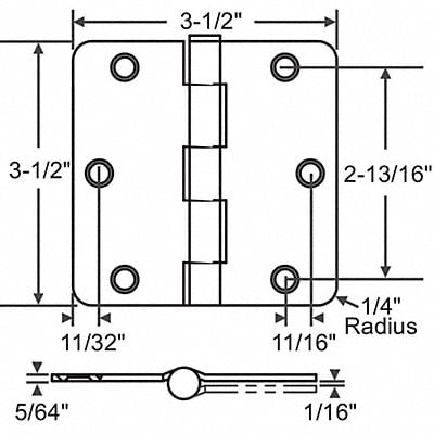 Butt Hinge Steel 100.0 lb Load Cap. MPN:56-261SCHX