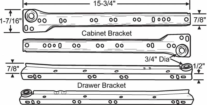 Drawer Slide 16 L Painted MPN:45-581-16