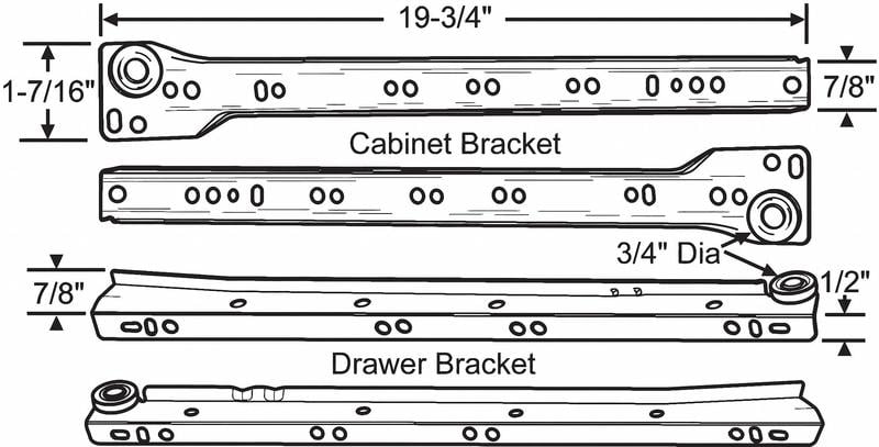 Drawer Slide 20 L Painted MPN:45-581-20