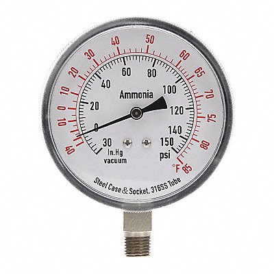 Compound Gauge Ammonia 3 1/2 In 150 Psi MPN:4CFW8