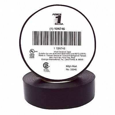 Elec Tape 60 ft Lx3/4 in W 7 mil Black MPN:19N746