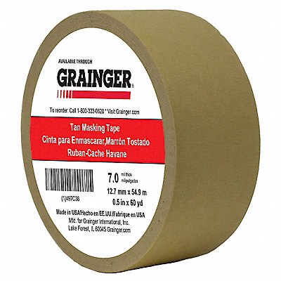 Masking Tape 1/2 W 60 yd L Tan MPN:TC450-0.5