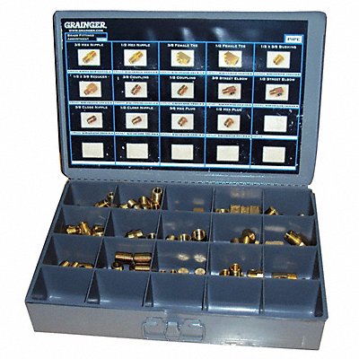 Pipe Fitting Kit Brass 70 Pieces MPN:6AZF6