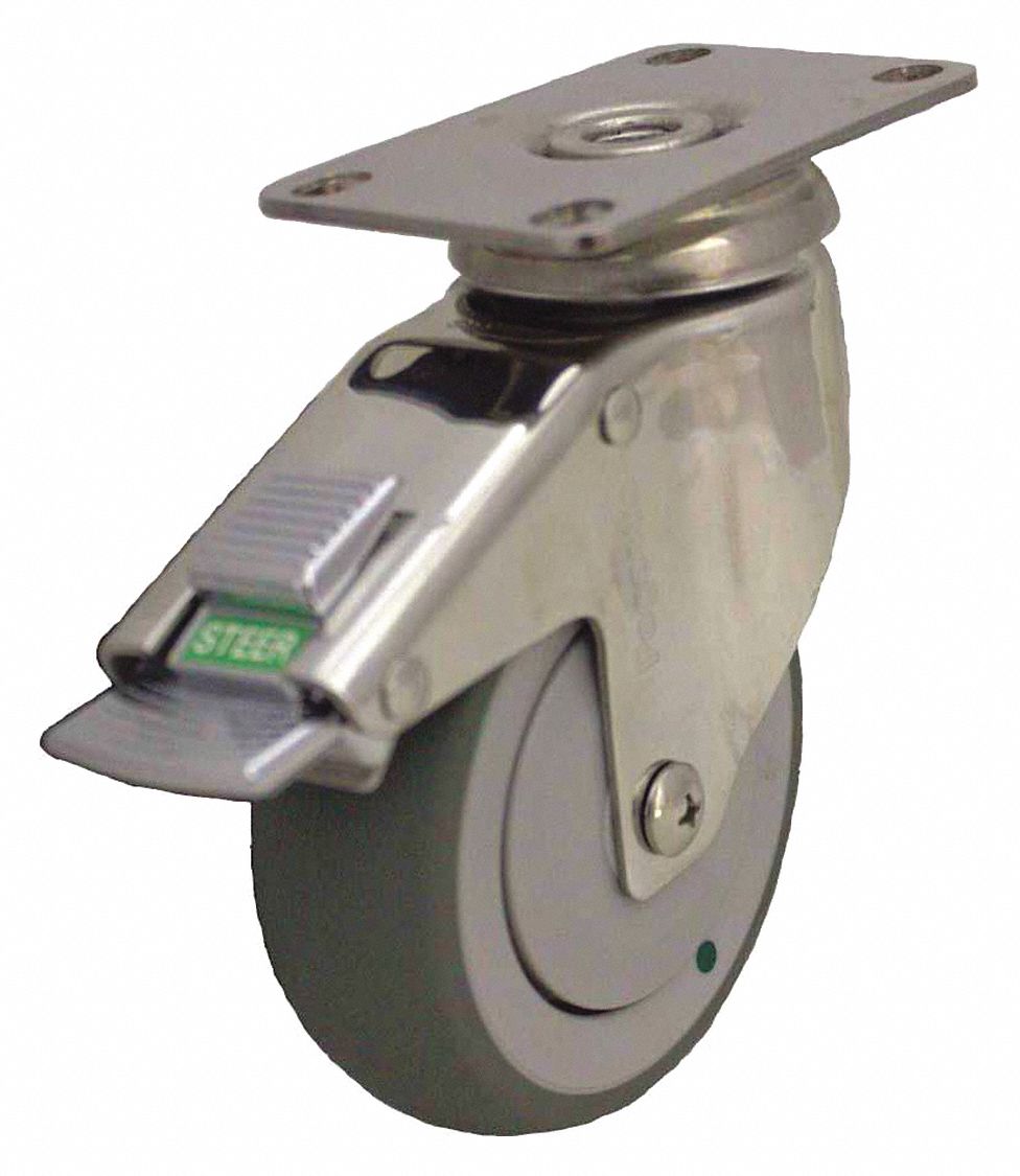 Quiet-Roll Medical Plate Caster Swivel MPN:P14SX-RP030K-12-DL-AM