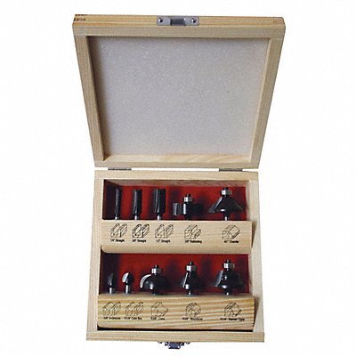 Router Bit Set 10 Pc Carbide Tipped MPN:16Y553