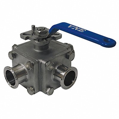 Sanitary Ball Valve 316 SS 3-Way Clamp MPN:EG93CCC-61.0