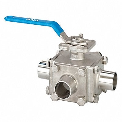 Sanitary Ball Valve 316 SS 3-Way Clamp MPN:EG93CCC-6.5