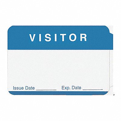 Blue Visitor Badge 2-3/8 in L PK100 MPN:45TU77