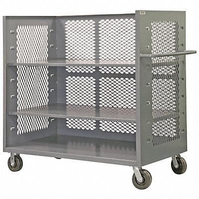 Stock Cart With 3-Sides 30 in L Gray MPN:3ST-EX3048-3AS-95