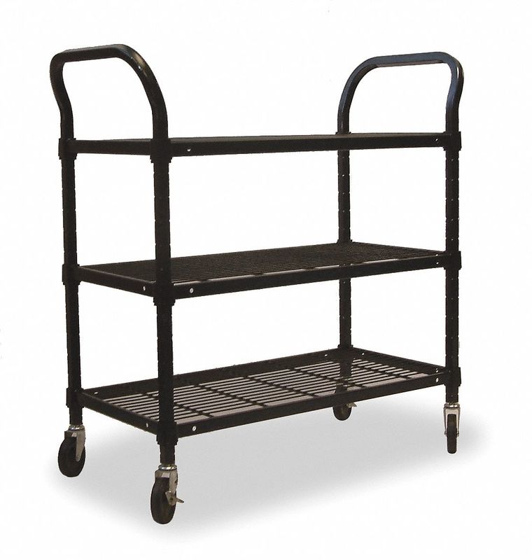 Wire Cart 3 Shelf 36x18x39 Black MPN:2HDJ3