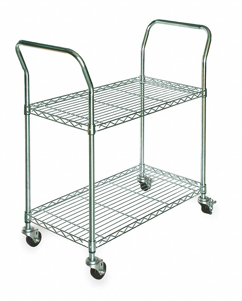 Wire Cart 2 Shelf 41x18x39 zinc In. MPN:3TPA7