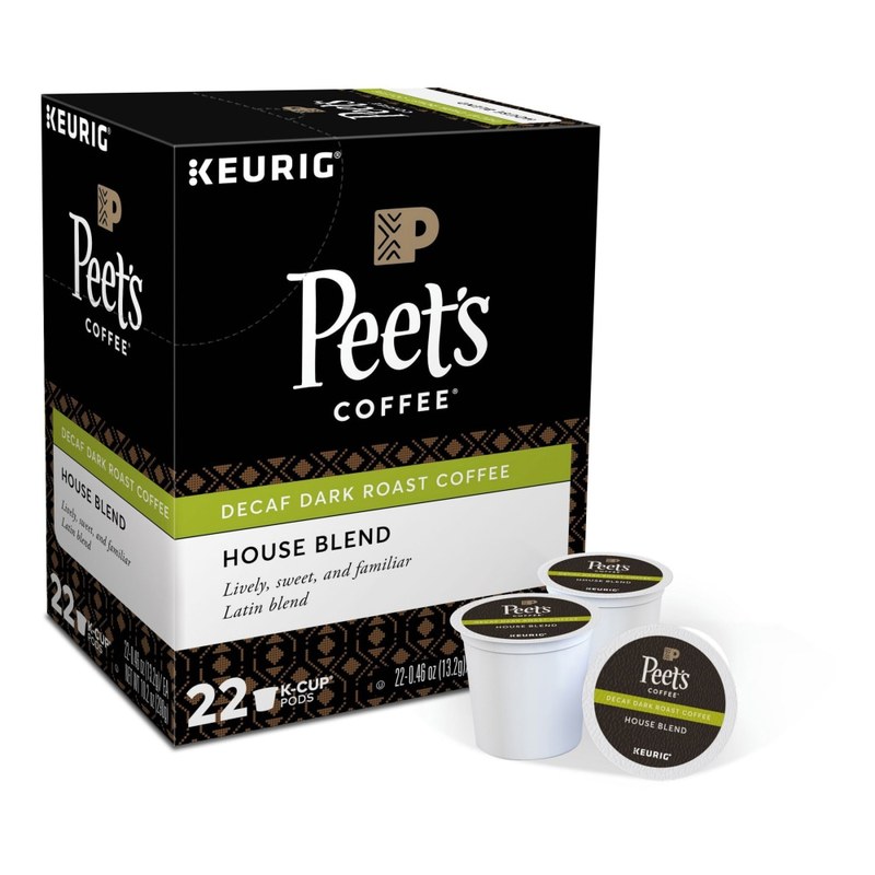 Peets Coffee & Tea Single-Serve Coffee K-Cup Pods, Decaffeinated, House Blend, Carton Of 22 (Min Order Qty 3) MPN:10099555065449