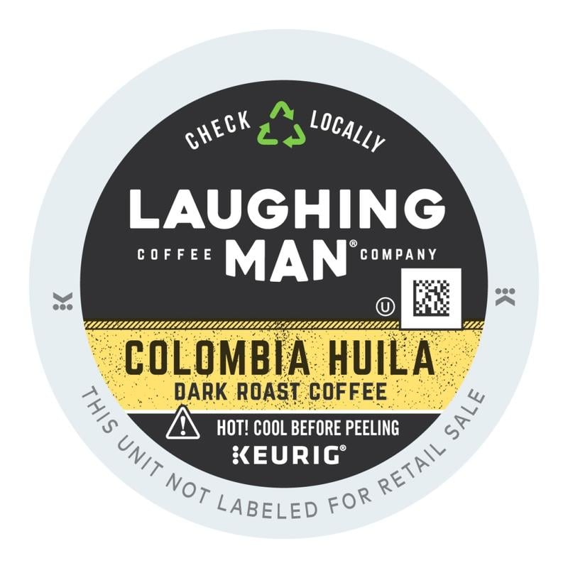 Laughing Man Single-Serve Coffee K-Cup Pods, Dark Roast, Columbia Huila, Carton Of 22 (Min Order Qty 4) MPN:5000345773