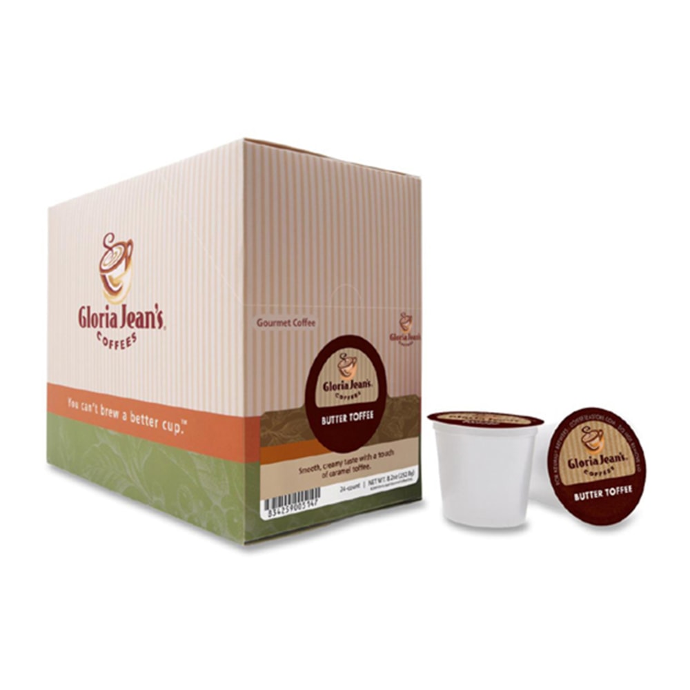 Gloria Jeans Coffees Single-Serve Coffee K-Cup Pods, Butter Toffee, Carton Of 24 (Min Order Qty 4) MPN:60051-012