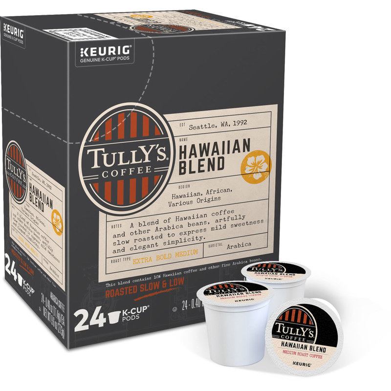 Tullys Coffee Single-Serve Coffee K-Cup Pods, Hawaiian Blend, Carton Of 24 (Min Order Qty 4) MPN:6606