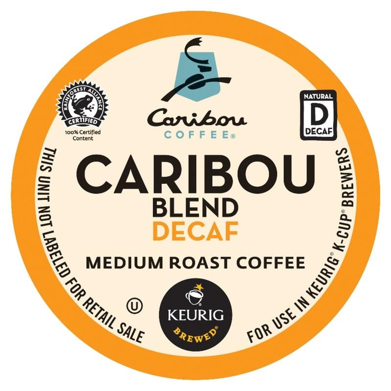 Caribou Coffee Single-Serve Coffee K-Cup Pods, Decaffeinated, Caribou Blend, Carton Of 24 (Min Order Qty 4) MPN:6995