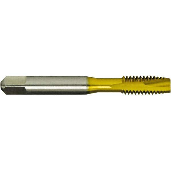 Spiral Point Tap: #4-40 UNC, 2 Flutes, Bottoming Chamfer, 2B Class of Fit, High-Speed Steel, TiN Coated MPN:356338