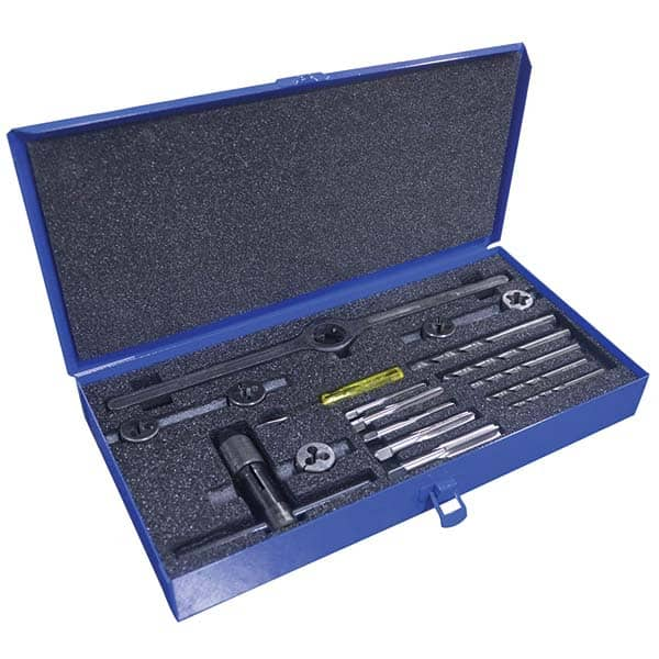 Tap & Die Set: M6 x 1 to M12 x 1.75 Taps, M6 x 1 to M12 x 1.75 Dies, Metric MPN:420368