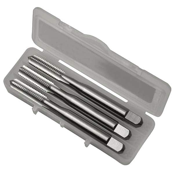 Tap Set: 4 Flute, Bottoming Plug & Taper, High Speed Steel, Bright Finish MPN:318779