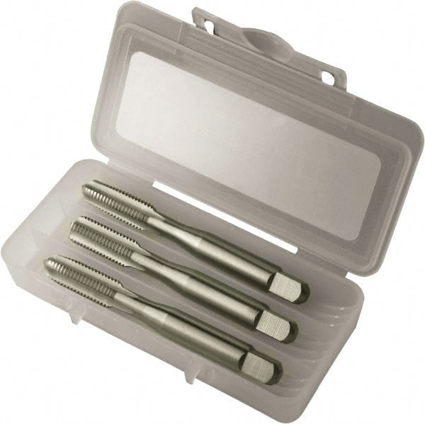 Tap Set: #5-40 UNC, 3 Flute, Bottoming Plug & Taper, High Speed Steel, Bright Finish MPN:341664