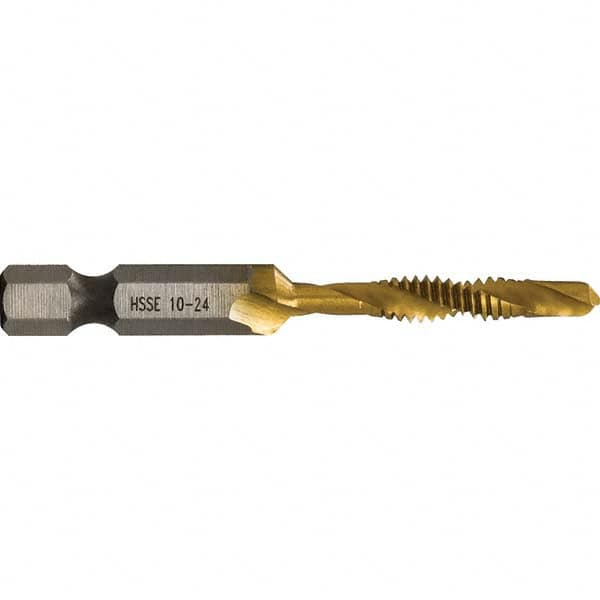 Combination Drill & Tap Sets, Minimum Thread Size: #10-24 in , Maximum Thread Size: #10-24 in, M5x0.80 mm , Number Of Flutes: 2.0 , Coating: TiN  MPN:DTAPSS10-24