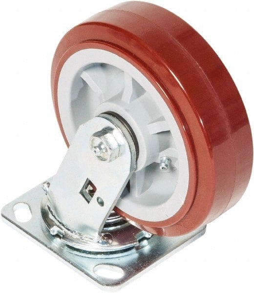 Swivel Top Plate Caster: Polyurethane over Polyolefin, 6