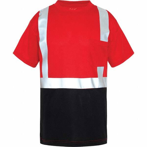 Work Shirt: High-Visibility, Large, Polyester, Black, Red & Silver, 1 Pocket MPN:5124-LG
