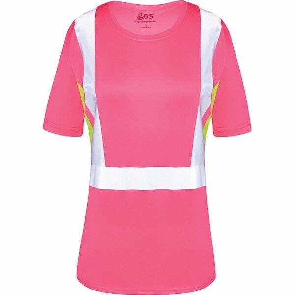 Work Shirt: High-Visibility, Small, Polyester, Lime, Pink & Silver MPN:5126-SM