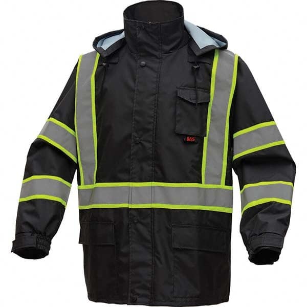 Rain Jacket: Size Small, Black, Polyester MPN:6007-S/M