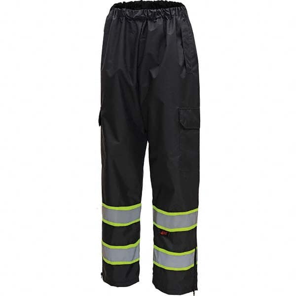 Rain Pants: Polyester, Drawcord Closure, Black, Medium MPN:6717-S/M