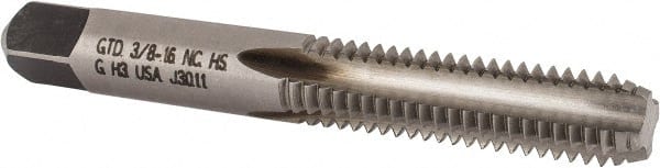 Straight Flutes Tap: 3/8-16, UNC, 4 Flutes, Bottoming, 3B, High Speed Steel, Bright/Uncoated MPN:2749647