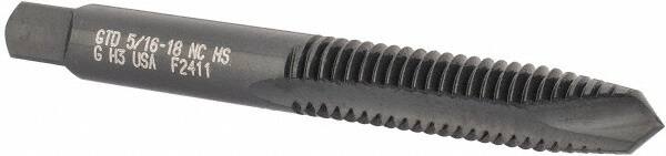 Spiral Point Tap: 5/16-18 UNC, 2 Flutes, Plug Chamfer, 2B/3B Class of Fit, High-Speed Steel, Steam Oxide Coated MPN:2750276