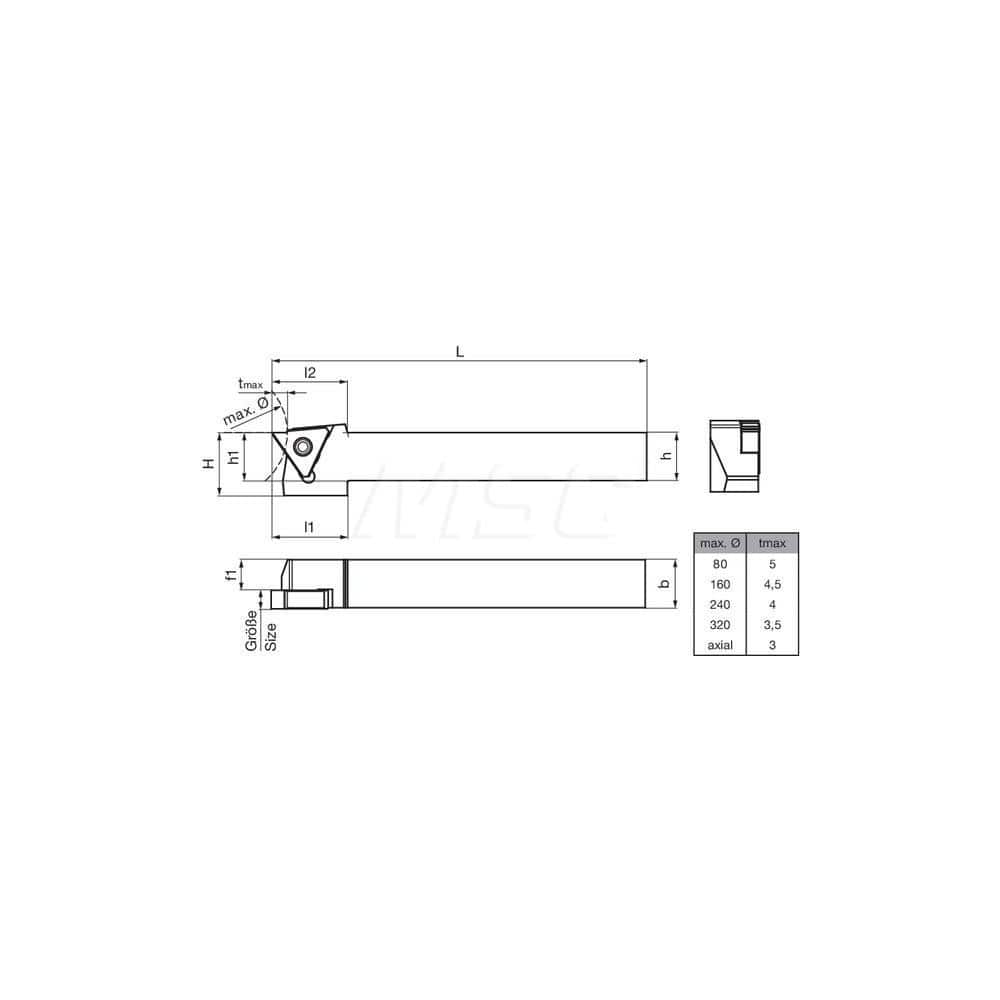 Guhring GH305.0500.500.00.06.R External Right Hand NonFace Grooving Radial Grooving Non-Coolant Holder 1/2