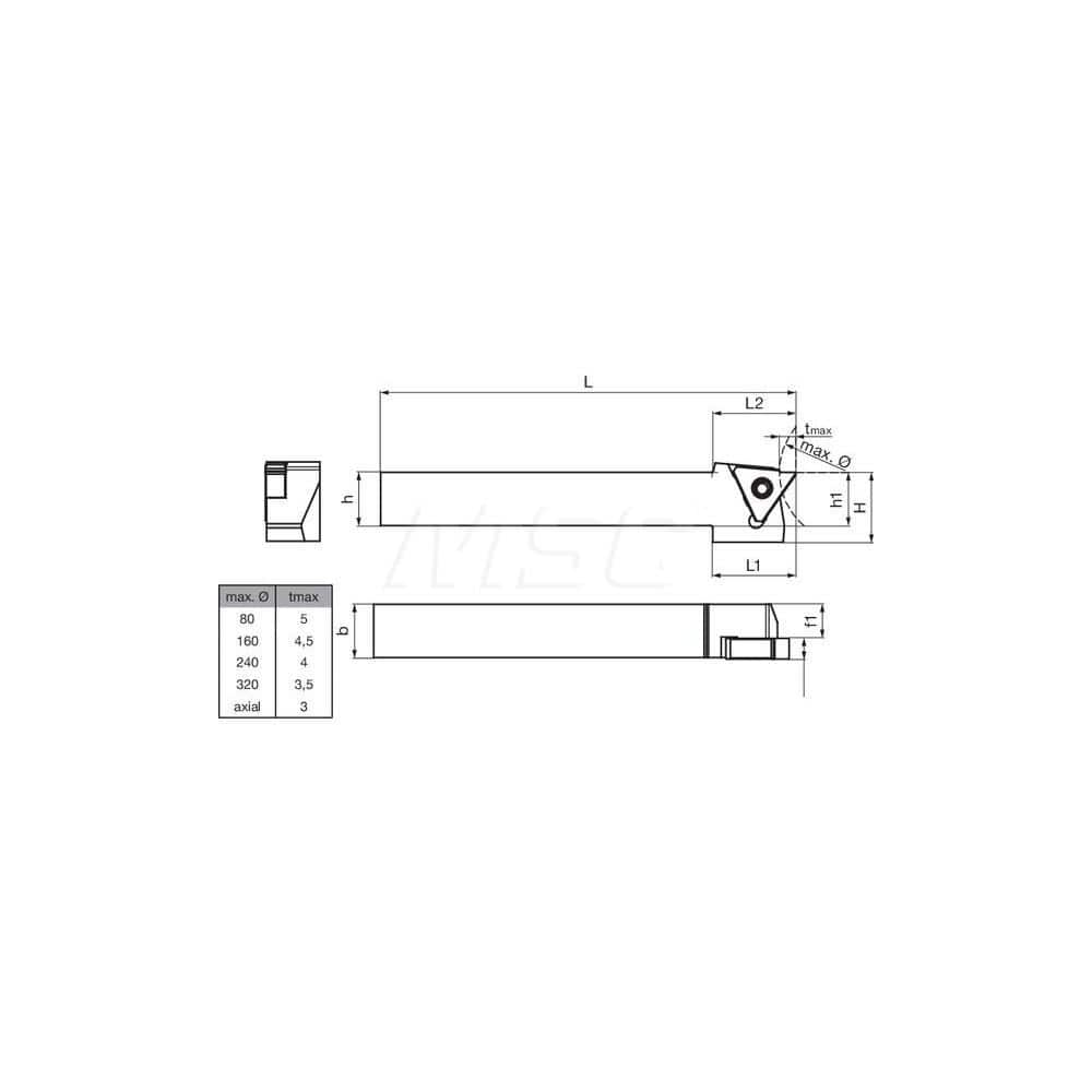 Guhring GH305.0500.500.00.06.L External Left Hand NonFace Grooving Radial Grooving Non-Coolant Holder 1/2