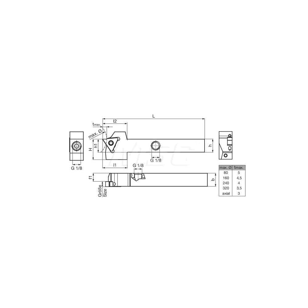 Guhring GH305.0500.500.00.06.R.IK External Right Hand NonFace Grooving Radial Grooving with Thru Coolant Holder 1/2