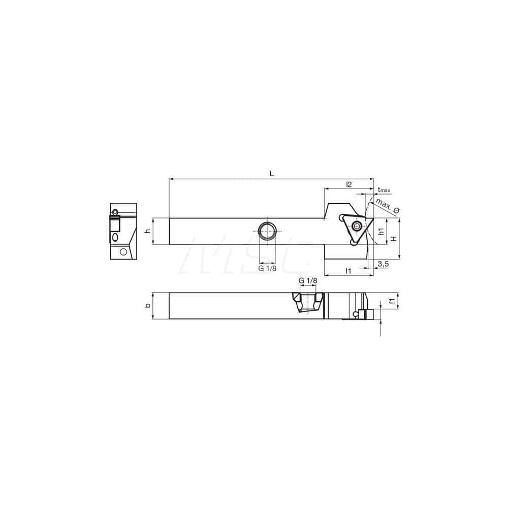 Guhring GH305.0500.500.00.06.L.IK External Left Hand NonFace Grooving Radial Grooving with Thru Coolant Holder 1/2