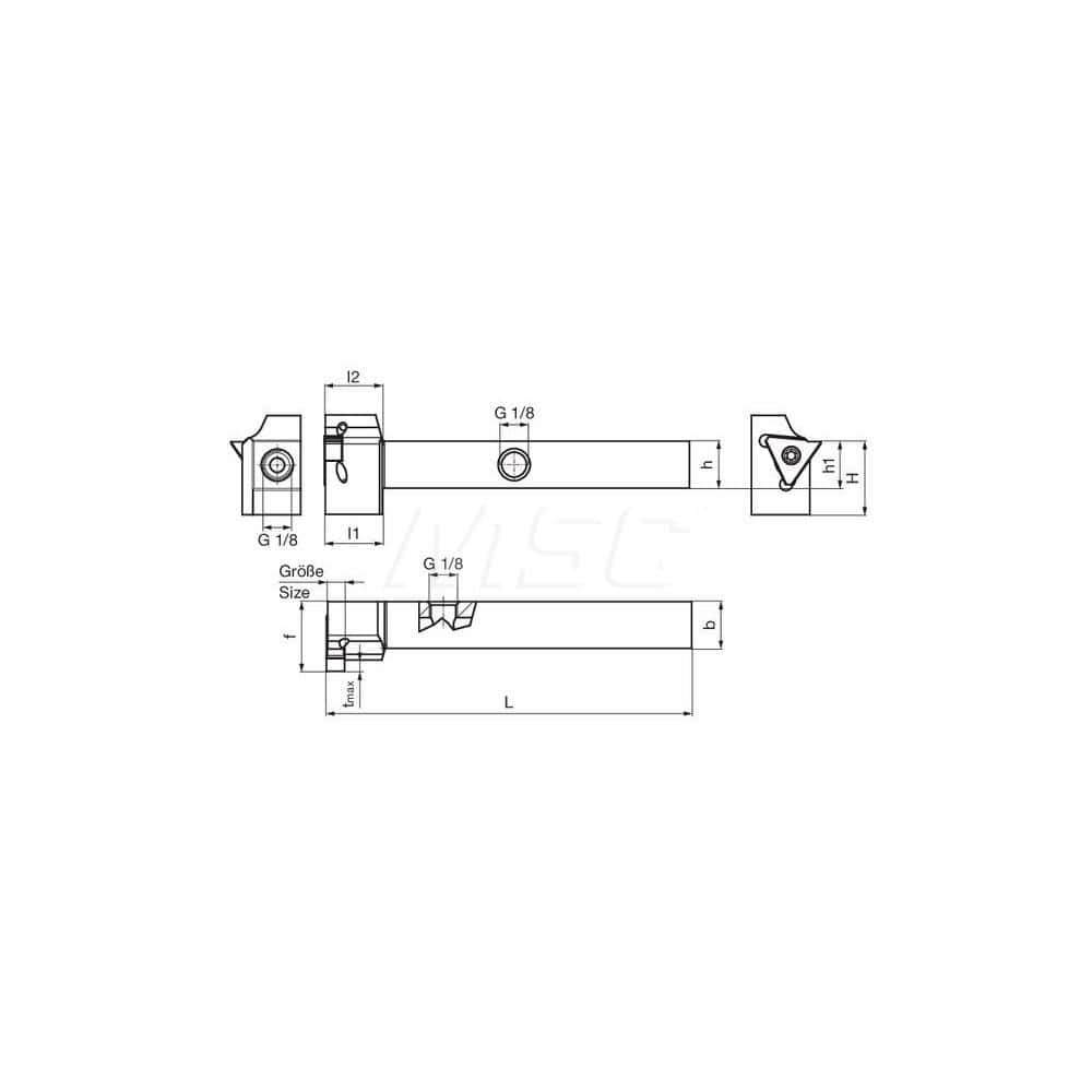 Guhring GH305.0500.500.90.06.R.IK External Right Hand Face Grooving 90 Deg Offset Thru Coolant Holder 1/2