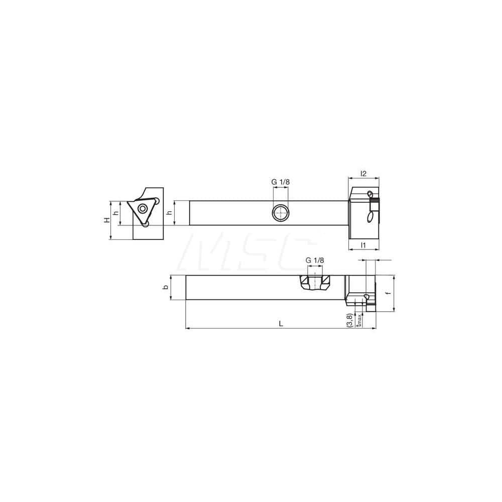 Guhring GH305.0500.500.90.06.L.IK External Left Hand Face Grooving 90 Deg Offset Thru Coolant Holder 1/2