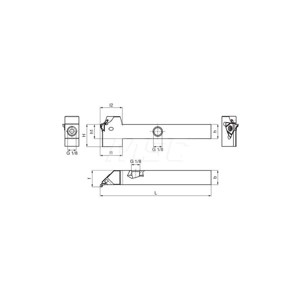 Guhring GH305.0500.500.45.04.L.IK External Left Hand NonFace Grooving 45 Deg Offset Thru Coolant Holder 1/2