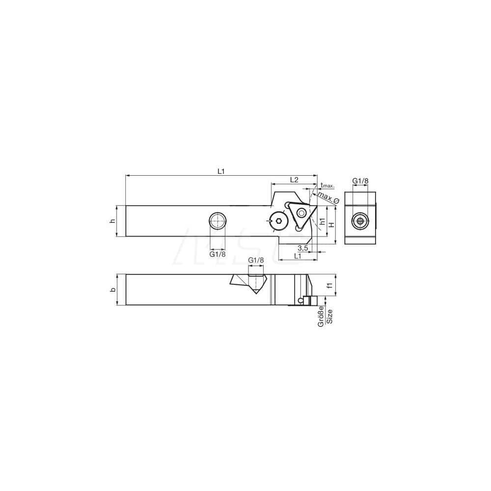 Guhring GH305.0750.500.00.04.L.IK.EST External Left Hand NonFace Grooving Radial Grooving with Adjustable Coolant Holder 3/4