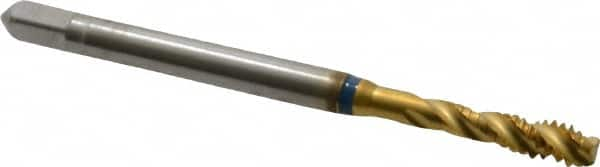 Spiral Flute Tap: #6-32, UNC, 3 Flute, Modified Bottoming, 2B Class of Fit, Powdered Metal, TiN Finish MPN:9039100035050